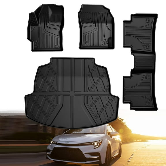 IKABEVEM Floor Mats & Cargo Liners Compatible with 2020-2024 2025 Toyota Corolla(Not fit Hatchback Model), All Weather TPE Custom Fit Automotive Floor Mats ,Full Set Floor Liners Car Mats