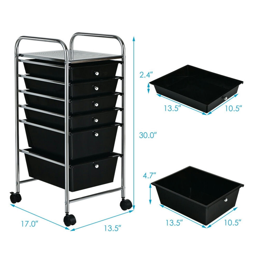Demi Bonn 6 Drawers Rolling Storage Cart Organizer with 4 Universal Casters, Black