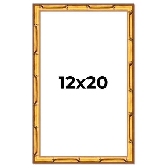 12x20 Frame Gold Bamboo Solid Wood Picture Frame | 1 Inch Moulding Width | Interior Frame Depth