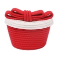 thumbnail image 2 of PEONAVET Storage Basket Christmas Red Woven Storage Basket Hand Woven Rope Bow Handle Candy Apples Snack Sundries Storage Box Holiday Desktop Decoration, 2 of 6