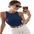 thumbnail image 2 of QJUHUNG Tank Bodysuit for Women Halter Neck Sleeveless Ribbed Bodysuit Basic Tank Tops, 2 of 8