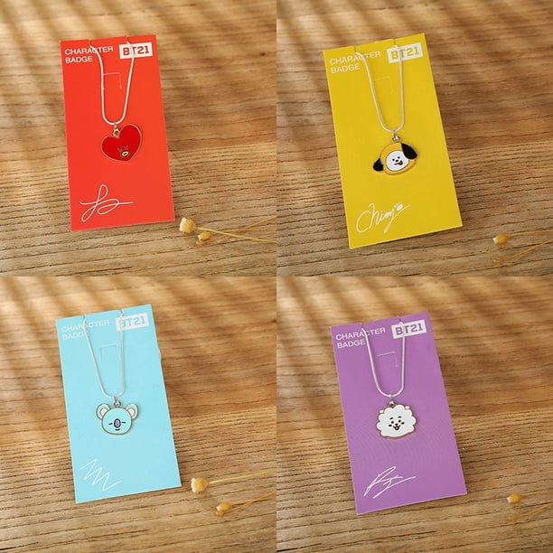 Collar KPOP BTS Cartoon BT21 De Aleación De Metal Joyería Para Mujer Y Niña Estudiante