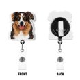 thumbnail image 2 of WIRESTER Acrylic Reel ID Holder Belt Clip Badge Retractable with Alligator Clip for Office Worker, Medical Staffs, Nurse, Doctor, Teacher, Student - Brown Tan Aussie Australian Shepherd Dog, 2 of 5