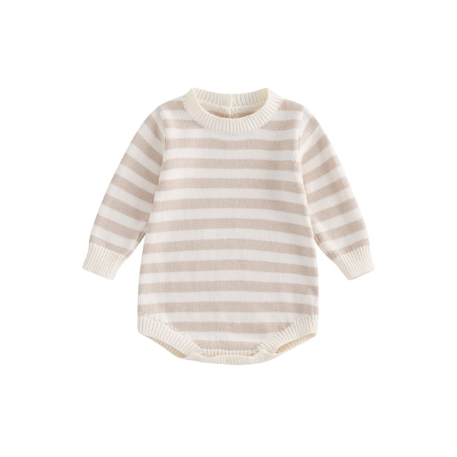 Gupgi 0-18M Chandail pour Bébés Garçons Filles Combinaison à Rayures Manches Longues Col Rond Hiver