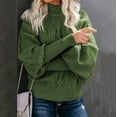 thumbnail image 4 of LYXSSBYX Womens Sweaters Clearance Women Casual Solid Long Sleeve Thick Knit Pullover Crewneck Sweater Coat, 4 of 7