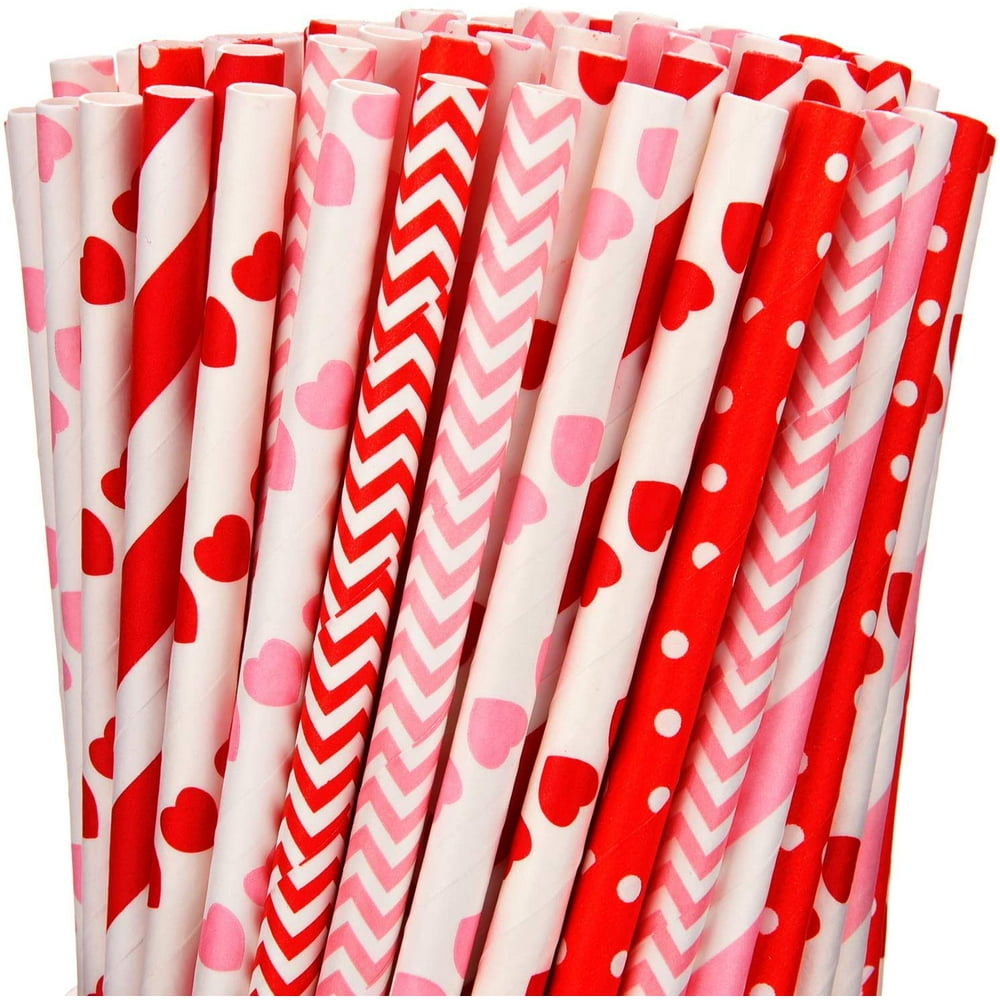 200-pieces-valentine-s-paper-straws-biodegradable-drinking-straws-with-hearts-stripes-and-dots