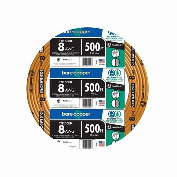 Service Wire 10632802 500 ft. 8 Solid Bare Copper Wire