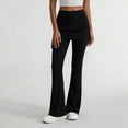 thumbnail image 2 of Fewfanhot Women Skirted Flared Yoga Pants, High Waist Drawstring Overlay Skirt Full Length Stretch Bootcut Workout Trousers, 2 of 7