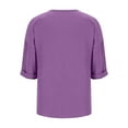 thumbnail image 5 of ATOYSOY Women's Fashion Clothes Solid Color Pullovers Casual 3/4 Sleeve Tops Cute Round Neck Blouses Summer Business Tees Holiday Loose Dressy Tunic Shirts Purple XL, 5 of 6