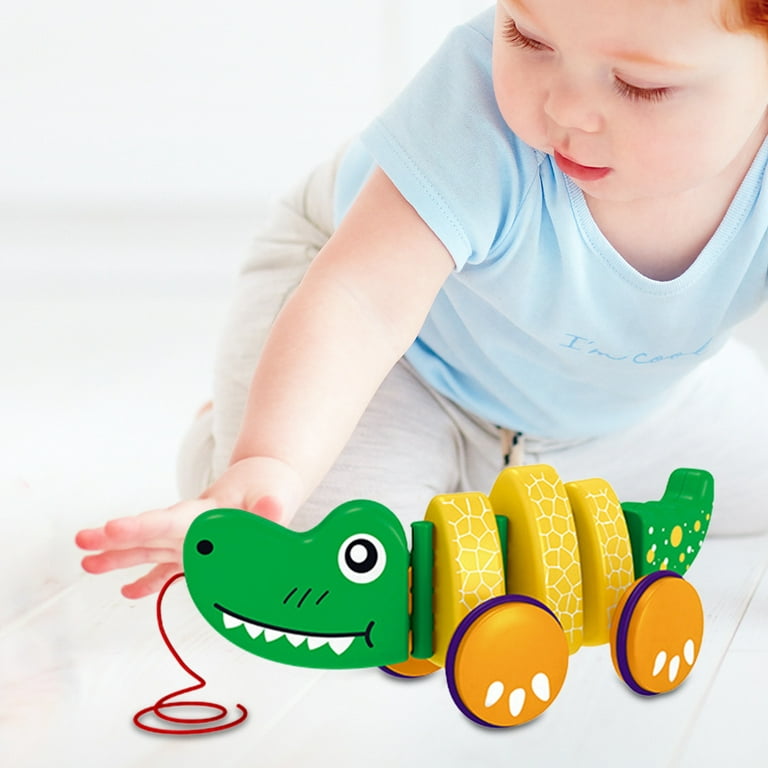 TEKOR Wooden Animal Push Toy with Wheels for Baby