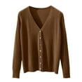 thumbnail image 4 of GEWSEY Women's Button Down V-Neck Long Sleeve Knit Cardigan with Sleeve Button Detail (Coffee, M), 4 of 4