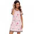 thumbnail image 2 of Womens Nightgowns Short Sleeve Sleepwear Nightshirt V Neck Sleep Shirt Loose Comfy Pajama Nightdress S-XXL, 2 of 4