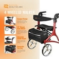 thumbnail image 2 of Rhythm Healthcare Crescendo Rollator 4 Wheel Walker with Backrest, Matte Red, 2 of 6