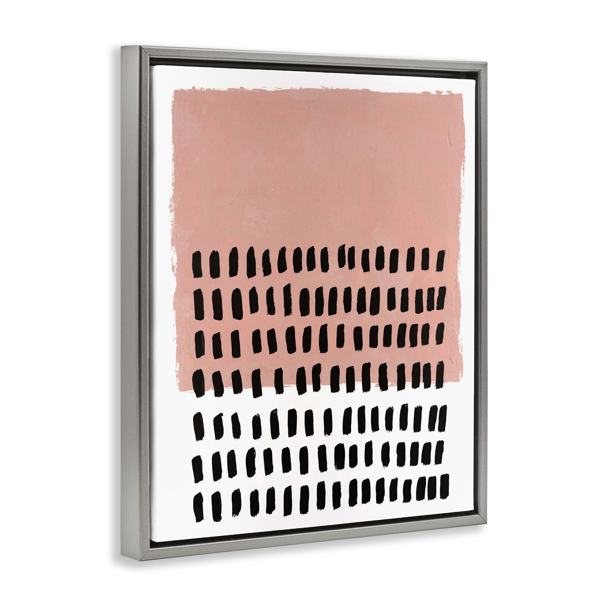 Stupell Industries Pink Dotted Pattern Abstract Painting Gray Floater Framed Canvas Art Print Wall Art, 17 x 21