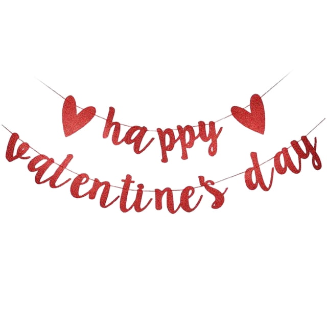 Bannière de Cœur "Happy Saint-Valentin" à Paillettes Rouges, Ornement Suspendu, Drapeau de Décoration Romantique de Fête de la Saint-Valentin de 5,91 Pouces pour la Maison et la Fête