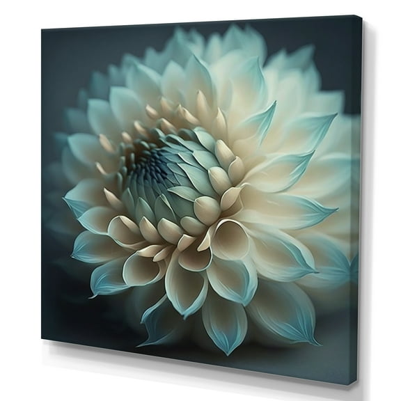 Designart Blue And White Dahlia Flowers V Canvas Wall Art