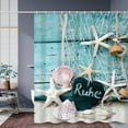 thumbnail image 4 of SUNOLIFE Beach Theme Shower Curtain Coastal Seashell Starfish Waterproof Fabric Bathroom Curtain 47x64 in, 4 of 4