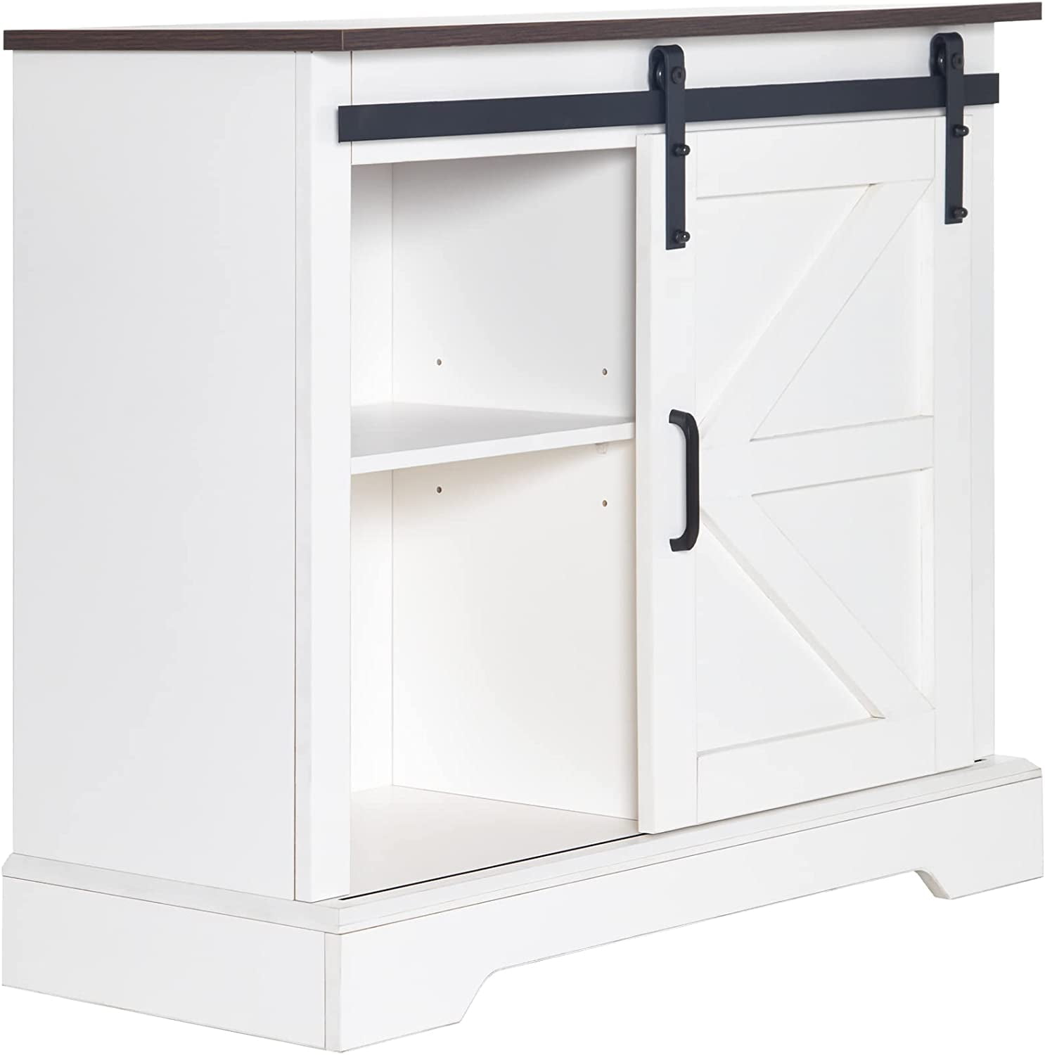 Chvans 31.5" Farmhouse Coffee Bar Cabinet with Storage, Aquarium Stand Fish Tank Table, Grey Accent Cabinets for Living Room, Entryway, White