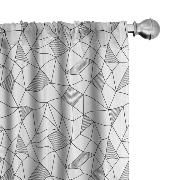 Ambesonne Abstract Curtains, Geometric Line Art, Pair of 28"x95", White Black