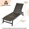 thumbnail image 3 of Costway 1PC Patio Galvanized Steel Chaise Lounge with Wheels Outdoor PE Rattan Recliner Chair, 3 of 8