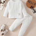thumbnail image 1 of Conjunto De 2 Uds De Top Y Pantalones De Manga Larga Para Niños, Conjuntos Informales Con Textura De Punto De Cable De Color Sólido, Ropa De Niño Para Primavera Y Otoño, 1 of 4