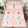 thumbnail image 2 of Castle Fairy Cartoon Unicorn 3pcs Twin Sheet Sets for Child,Kawaii Rainbow Twin Fitted Sheet,Polka Dots Breathable Flat Sheet,Luxury Bedroom Decor, 2 of 7