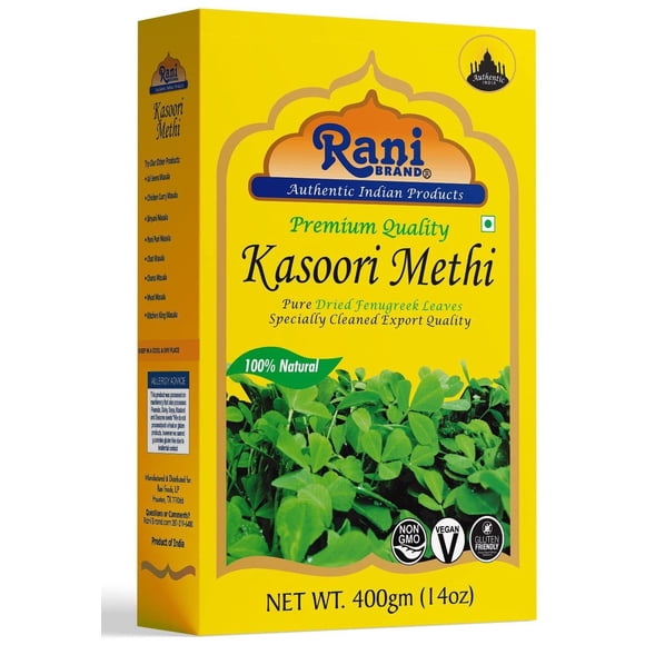 Rani Fenugreek Leaves Dried (Kasoori Methi) 14oz (400g) ~ All Natural | Vegan | Gluten Friendly | NON-GMO | Indian Origin