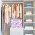 thumbnail image 4 of Yayeee Collapsible Storage Bin with Lid Fabric Closet Decorative Basket with Handles, Purple Cartoon Rabbit Pattern, 4 of 7