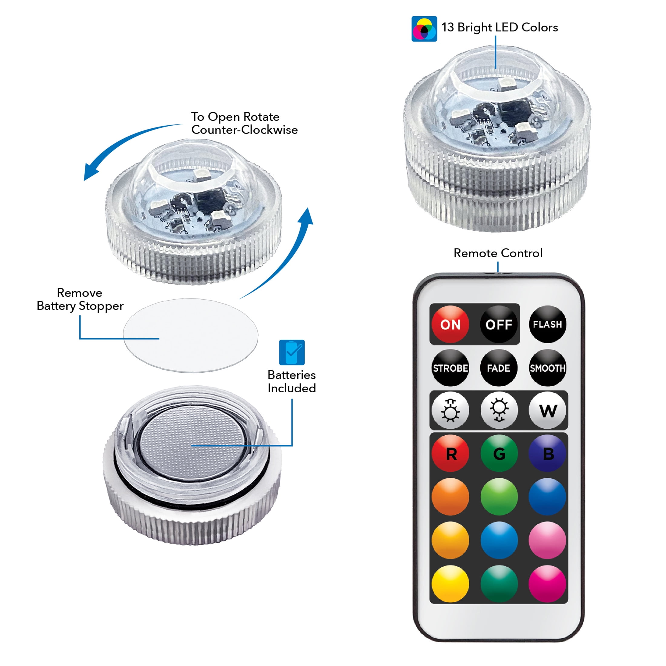 Mini puck sale lights with remote