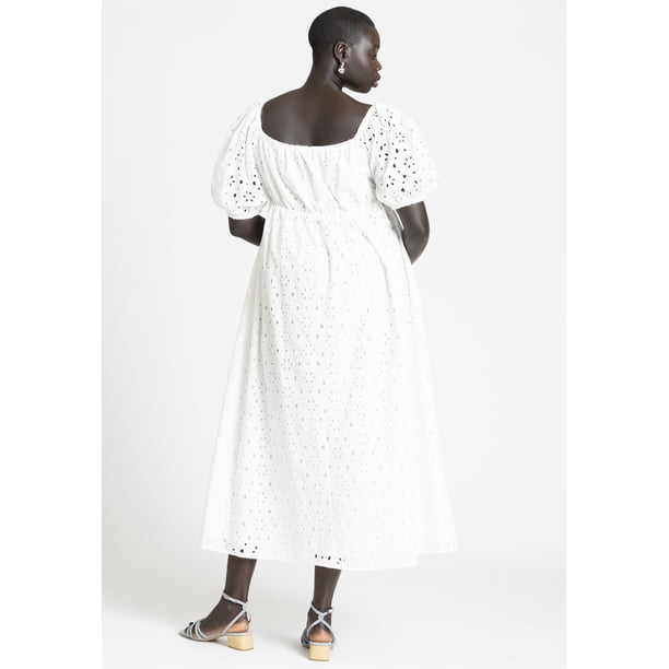 ELOQUII Women's Plus Size Eyelet Tie Front Maxi Dress - Walmart Business  Supplies