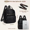thumbnail image 6 of RAINSMORE Backpack Purse for Women PU Leather Backpack for Work Office Small Fashion Daypack for College Travel,Black, 6 of 8