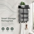 thumbnail image 3 of Yucurem Towel Storage Rack for Bathroom, Wall Mounted Towel Rack with Shelf and 5 Hooks, Metal Towel Holder for Small Bathroom Organizer Decor or RV Camping, 3 of 6