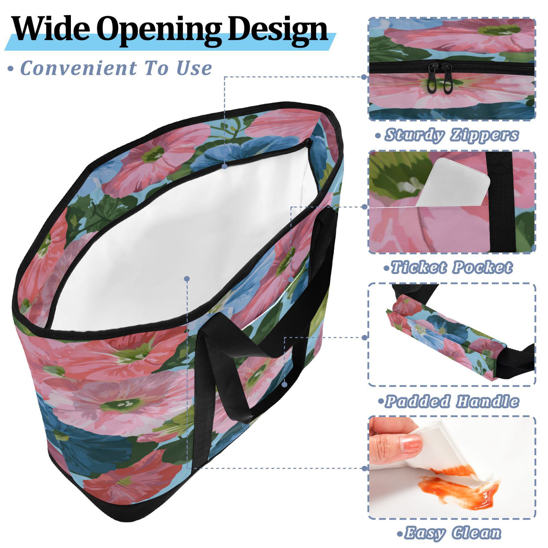 Extra-Large Wide Opening Design Capacity Hand-Held Ice Pack Thickened Insulation Layer For Long-Lasting Cold Retention For Outdoor Shopping Picnics And Camping An Illustration Of Pink