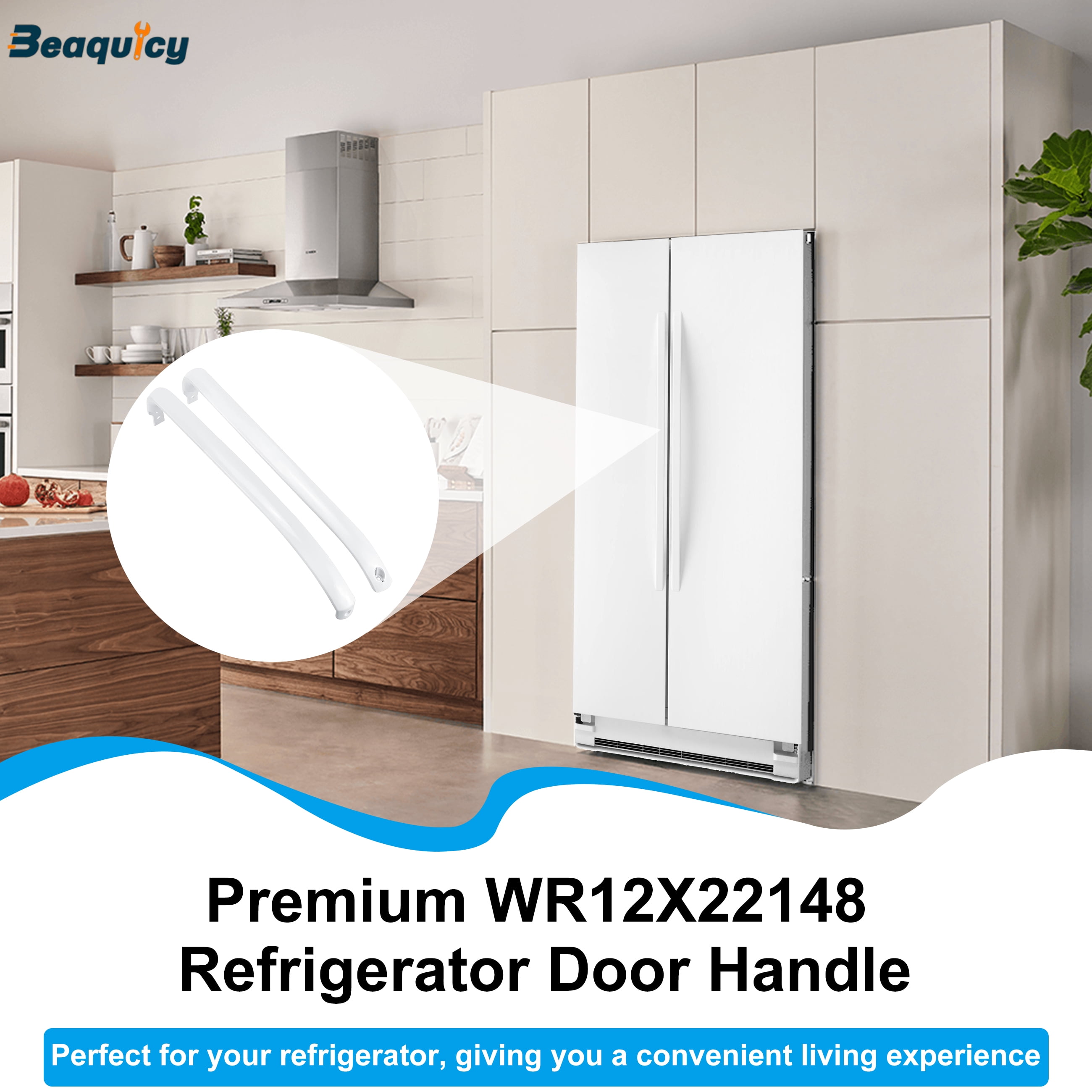 Beaquicy Refrigerator Door Handle Set for GE Freezer WR12X22148 White