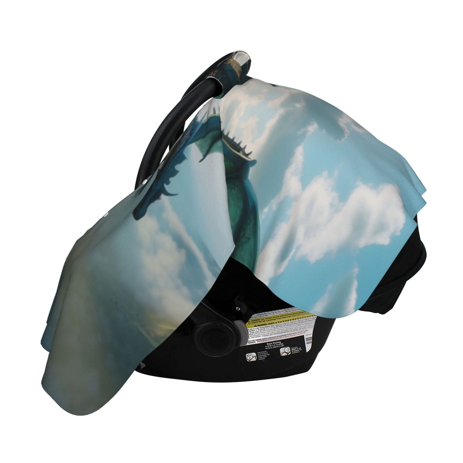 Naloa Cloud Sky Green Dragon Baby Car Seat Cover, Breathable Baby Carrier Cover, Multiuse Baby Carrier Cover & Nursing Breastfeeding Cover