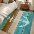thumbnail image 5 of Rectangle Area Rug 4x6ft, Nautical Anchor Retro Wooden Non-Shedding Washable Area Rug, Farmhouse Teal Wood Board Non Slip Low-Profile Rugs for Living Room, Bedroom Dining Room, 5 of 9