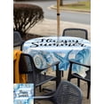 thumbnail image 5 of Outdoor Tablecloth with Umbrella Hole for Patio/Picnic/Party/Camping, Coastal Seashell Waterproof Table Cloth Square Cover Washable, Summer Ocean Starfish Conch Blue Stripes (60"x 60"), 5 of 8