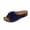 Blue, variant on Women Flower Cutout Wedge Slides Open Toe Faux Leather Wood Texture Heel Spring Summer Height Casual Shoes,Silver