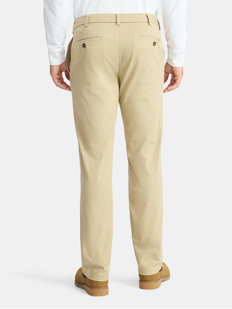 George Men's Straight Fit Khaki Pants with Stretch Comfort Waist