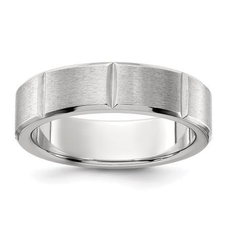 Auriga Fine Jewelry Stainless Steel Brushed and Polished Grooved 6mm Men s Band