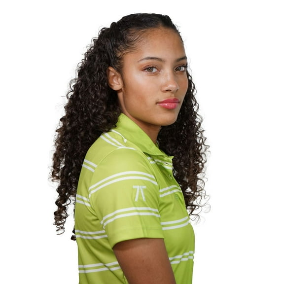 Sephlin Women Lime and Double White Stripe Polo Shirt Women's Female