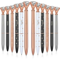 WSNIJFU 12Pcs Thanks Diamond Ballpoint Pens Rhinestones Black Ink Pens Bling Metal Gel Ink Pen Thanks Present for Event Party Employee Appreciation Home Office Stationery