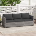 thumbnail image 1 of Gymax Set of 3 Patio Sectional Sofa Set PE Rattan Modular Couch Furniture Set w/Cushions Black, 1 of 10
