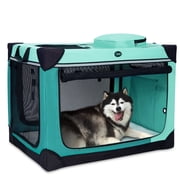 Ownpets Collapsible Dog Crate 42 inch Portable Travel Dog Crate for Large Dogs 4-Door Foldable Pet Kennel with Durable Mesh Windows & Soft Mat