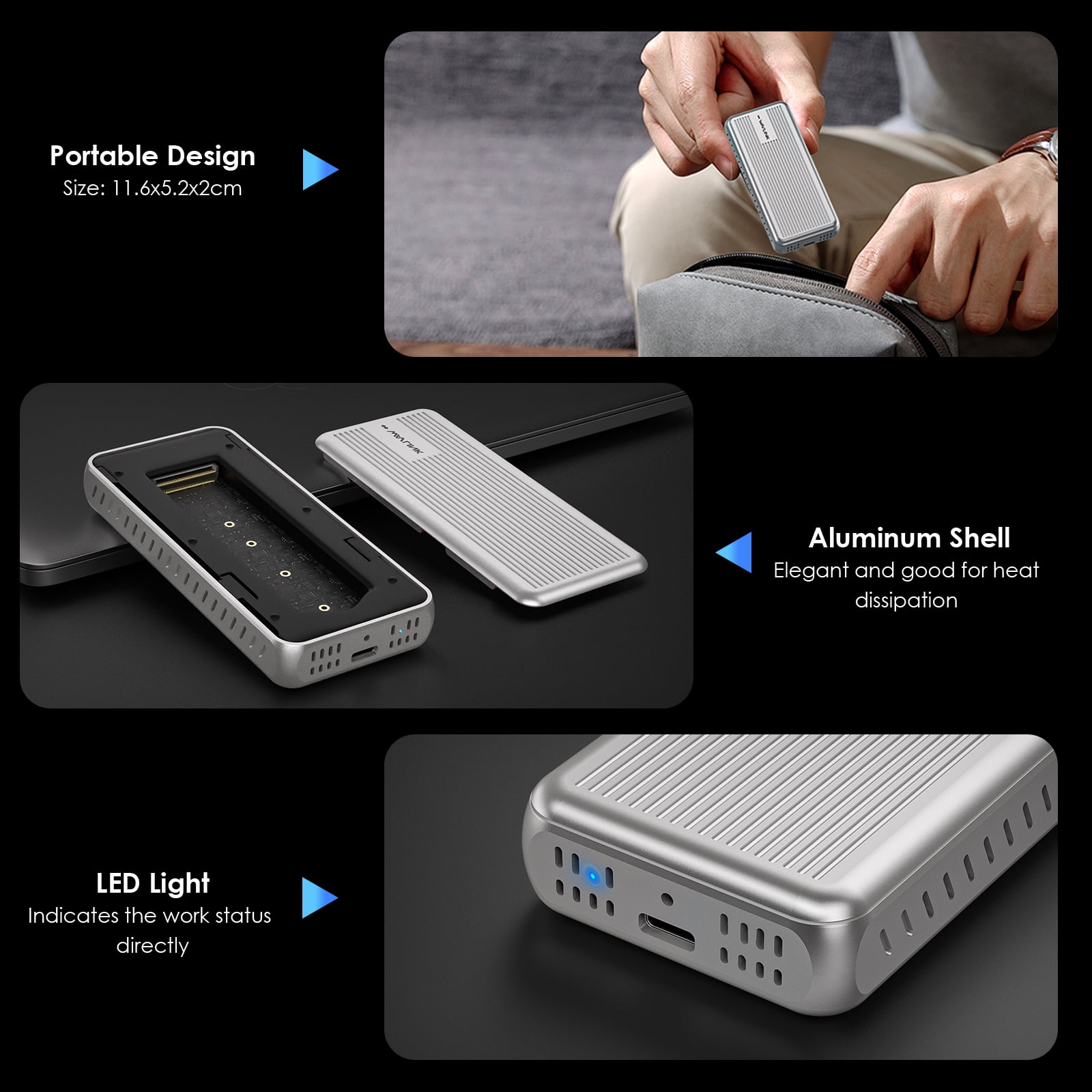 WAVLINK WL-ST401C 8TB External USB 3.0/SATA SSD Drive, Desktop Replacement, Tool-Free Installation, for Apple, Microsoft, Dell