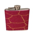 thumbnail image 1 of KuzmarK 6 oz. Leather Flask Set in Rose Wood Presentation Box -  Giraffe Skin Pink Sparkle, 1 of 2