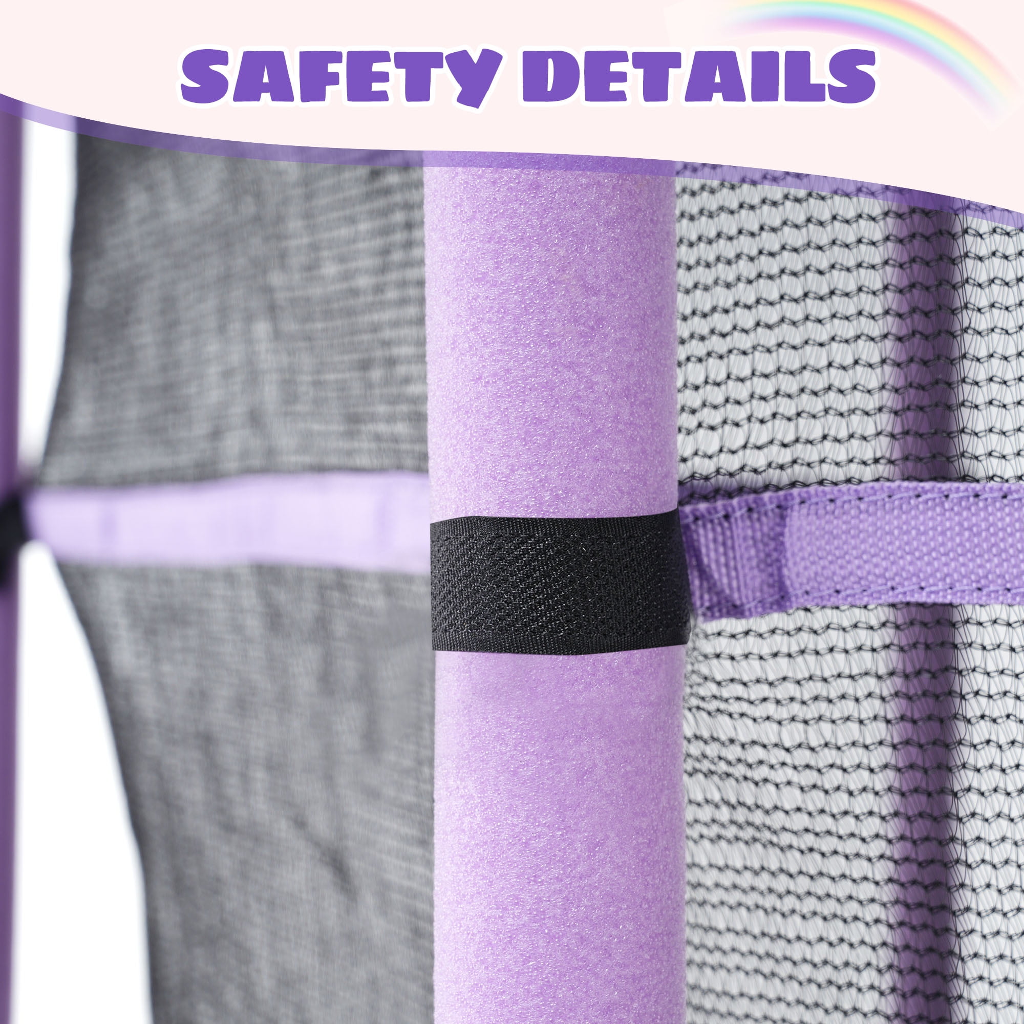 55-Inch Kids Trampoline with Safety Enclosure, Padded Frame & Star Pattern, Purple