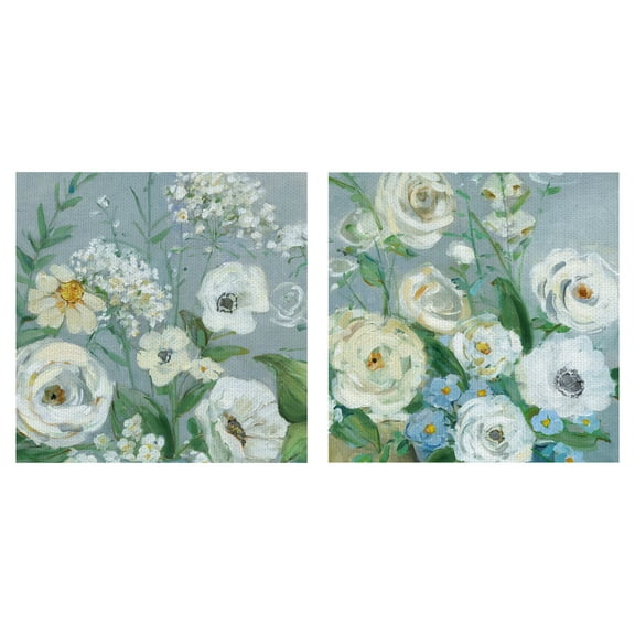 Masterpiece Art Gallery Painterly Garden Flowers I & II by Sally Swatland Canvas Art Print Set of 2 (16" x 16")