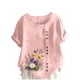 thumbnail image 4 of TaTaai Casual Printed Button Blouse, Women's Short Sleeve Linen Feel T-Shirt, Comfortable Top for All Seasons Gift, 4 of 4
