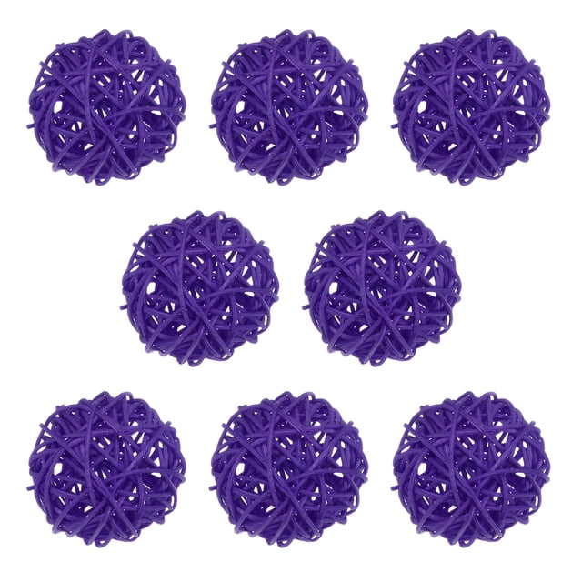 Uxcell 8-Pack Bolas de Ratán Tejidas 60mm/2.4 Pulgadas Bolas Decorativas de Ratán para Navidad Bodas Acción de Gracias Morado